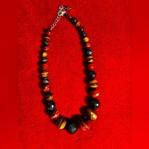 Vintage Tiger Eye Necklace / Vintage Estate 1980s Multi Colored Tiger Eye Gradua
